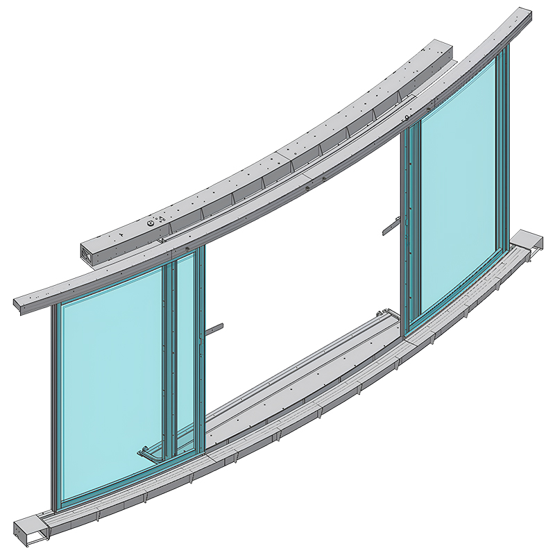 Two central sliding wings with opposite opening. The doors are subject to quality control tests to comply with ISO 12216.2004 standards.